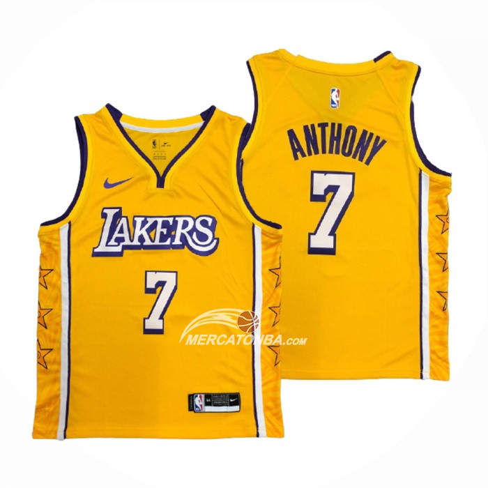 Maglia Los Angeles Lakers Carmelo Anthony NO 7 Citta 2019-20 Giallo